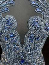 Sky Blue Rhinestone Bodice Applique
