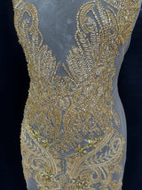 Gold Rhinestone Bodice Applique