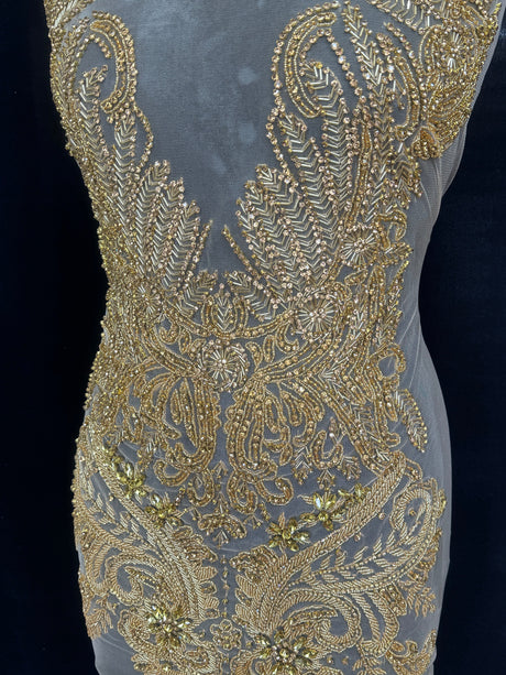 Gold Rhinestone Bodice Applique