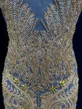Gold Rhinestone Bodice Applique