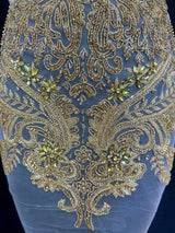 Gold Rhinestone Bodice Applique