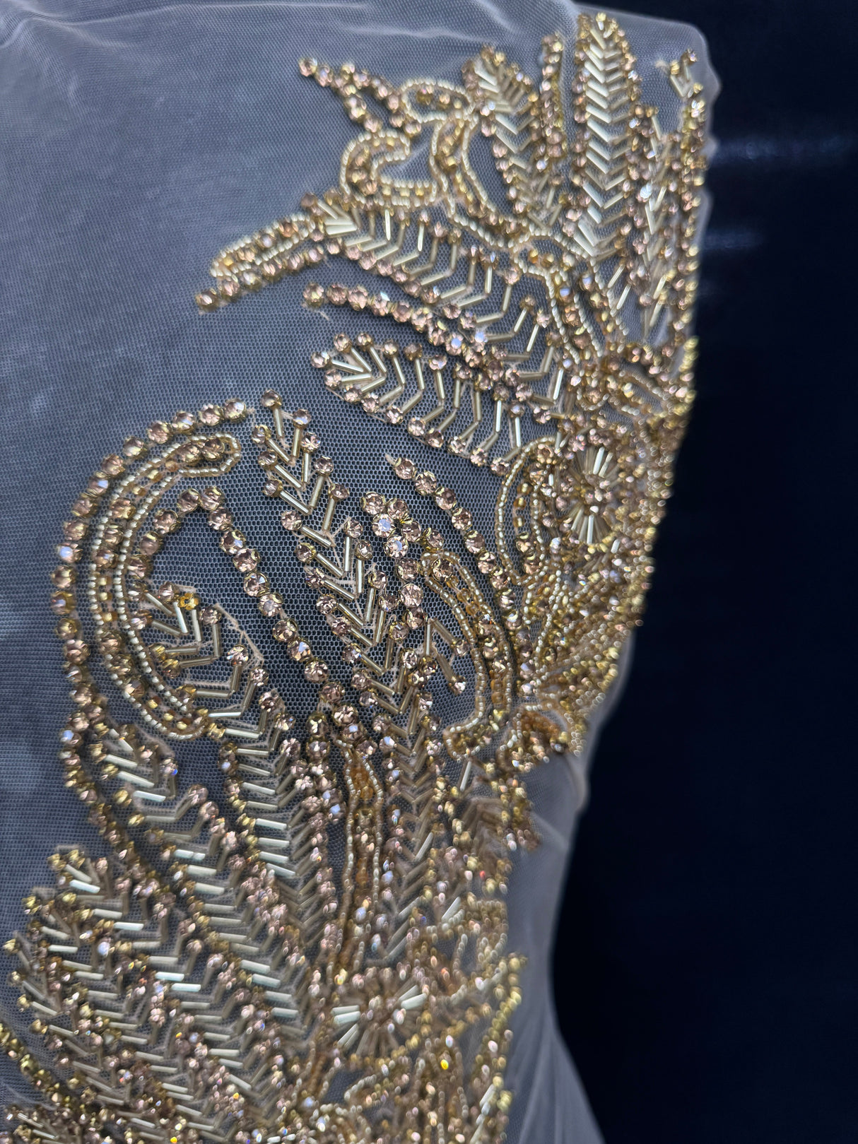 Gold Rhinestone Bodice Applique