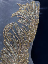 Gold Rhinestone Bodice Applique