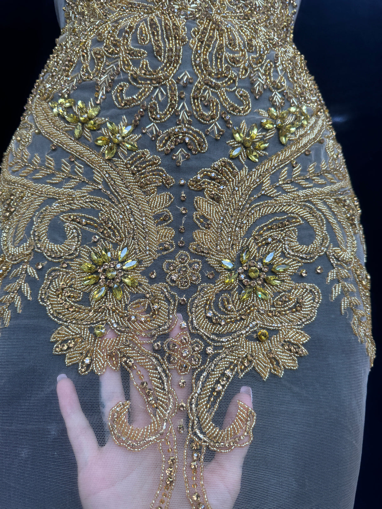 Gold Rhinestone Bodice Applique