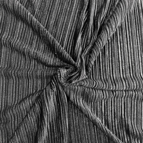 Metallic Pleated Stretch Velvet Fabric - Silver, Gold, Bronze, 58" Width, 4-Way Stretch (1 Yard)