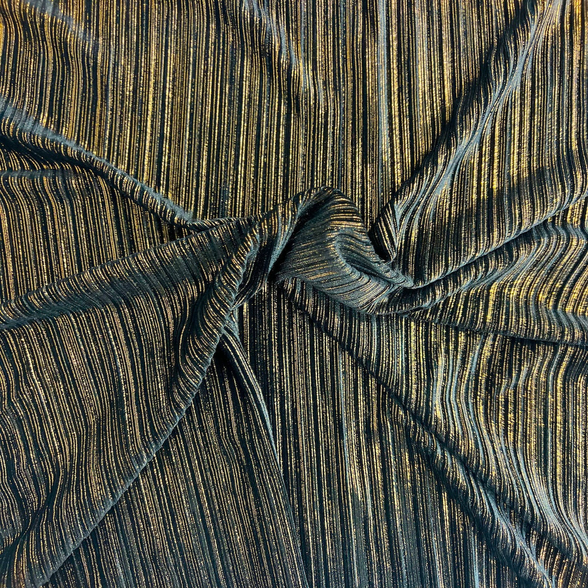 Metallic Pleated Stretch Velvet Fabric - Silver, Gold, Bronze, 58" Width, 4-Way Stretch (1 Yard)