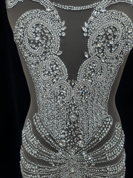 Silver Rhinestone Bodice Applique