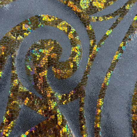 Nylon Spandex Paisley Foggy Foil Fabric