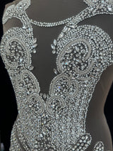 Silver Rhinestone Bodice Applique