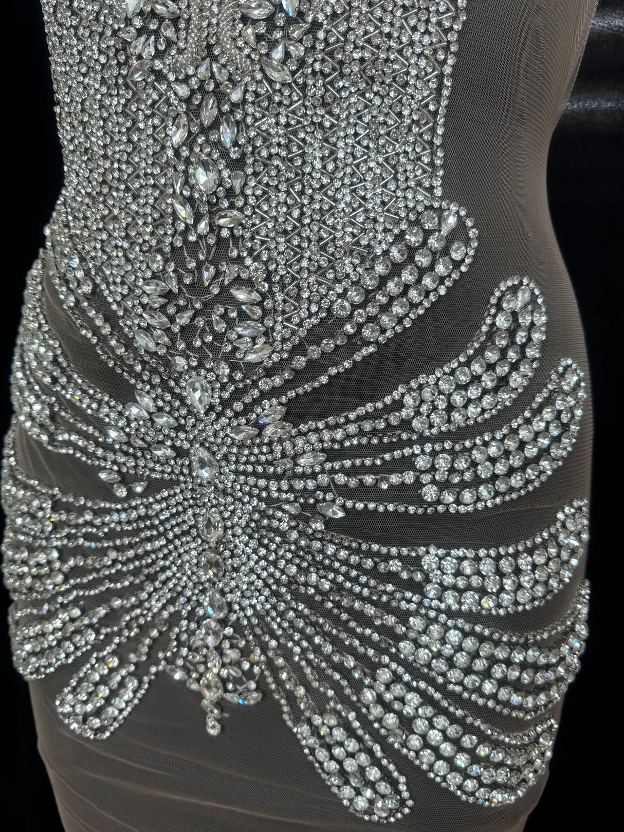 Silver Rhinestone Bodice Applique
