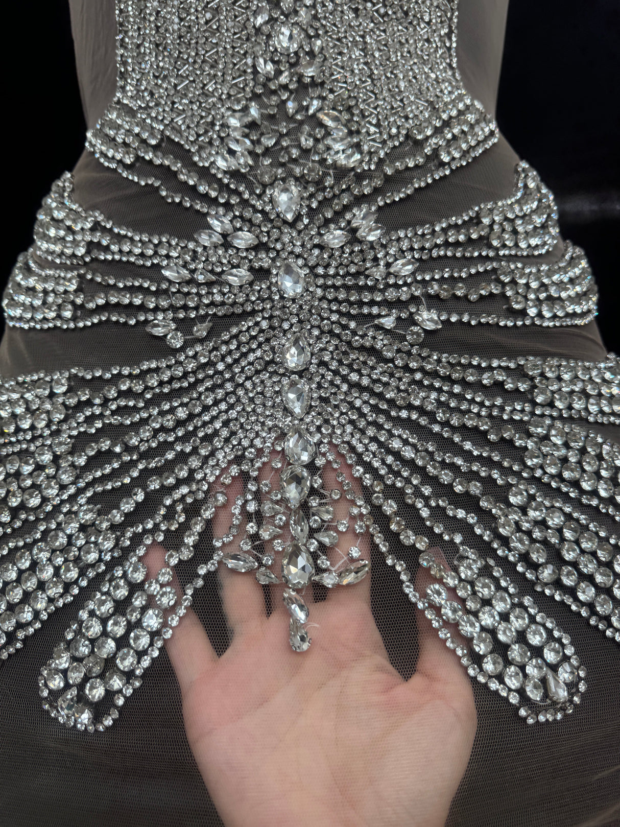 Silver Rhinestone Bodice Applique
