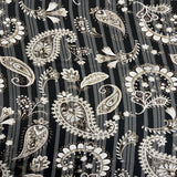 Chiffon Fabric Paisley Print Metallic Stripe