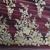 Beaded Sequined Lace Fabric 100% Polyester Net Mesh 52"
