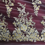 Beaded Sequined Lace Fabric 100% Polyester Net Mesh 52"