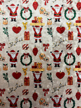 1 Yard Jolly Santa Printed Crushed Velvet 4?way Stretch Fabric Costumes Activewear Streetwear
