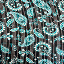 Paisley Print Metallic Stripe Chiffon Fabric - Aqua Paisley Print With Metallic Stripes, 57" Width (1 Yard)