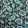 Paisley Print Metallic Stripe Chiffon Fabric - Aqua Paisley Print With Metallic Stripes, 57" Width (1 Yard)