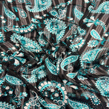 Chiffon Fabric Paisley Print Metallic Stripe
