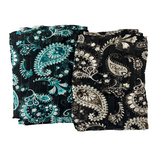 Paisley Print Metallic Stripe Chiffon Fabric - Aqua Paisley Print With Metallic Stripes, 57" Width (1 Yard)
