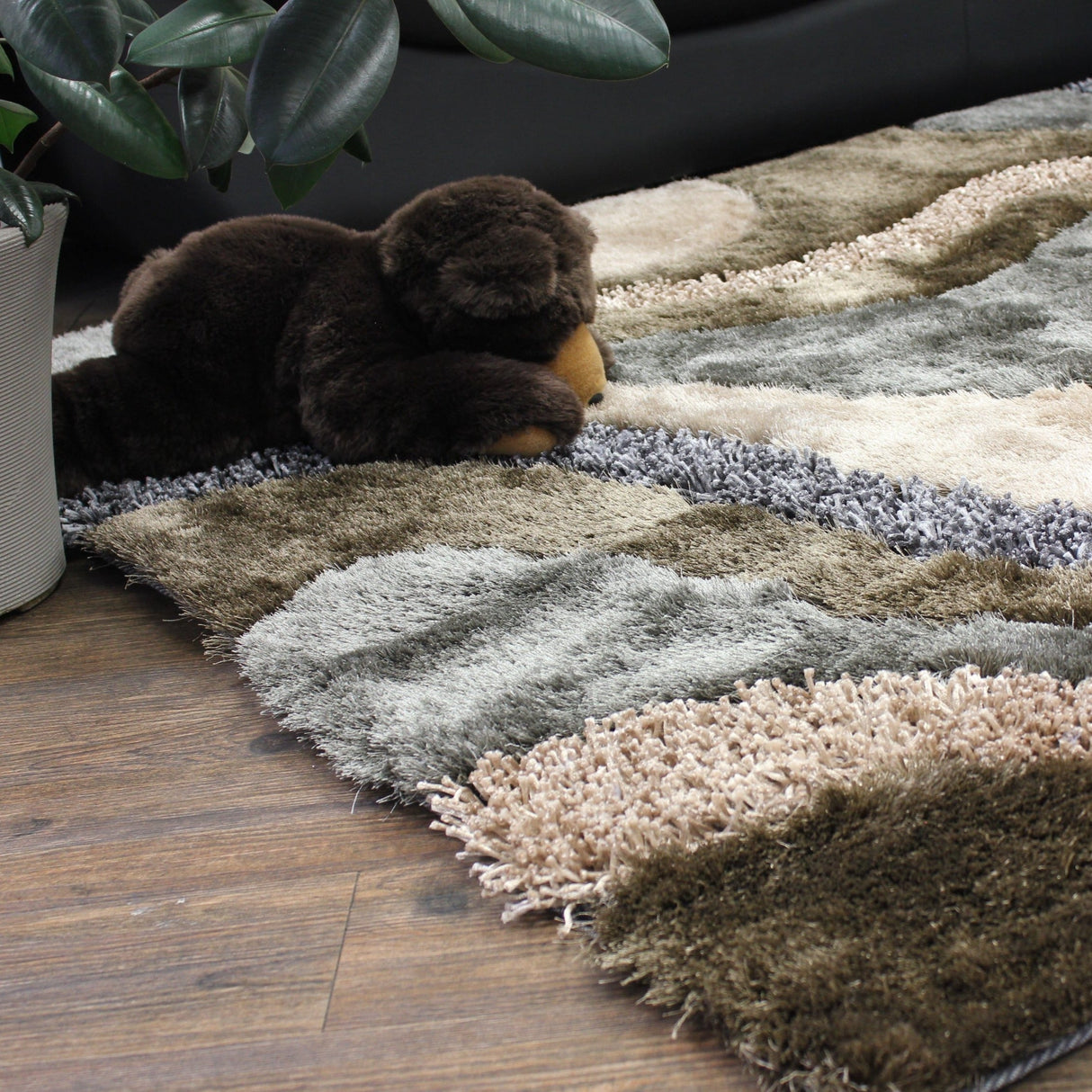 Luxury Shag Viscose Shiny Design Plush Area Rug Carpet - Polyester Shag Rug, Multi Color Pattern, 2" Pile Approx, 7'6" X 10'3" (1 Rug)