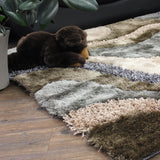 Luxury Shag Viscose Shiny Design Plush Area Rug Carpet - Polyester Shag Rug, Multi Color Pattern, 2" Pile Approx, 7'6" X 10'3" (1 Rug)