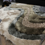 Luxury Shag Viscose Shiny Design Plush Area Rug Carpet - Polyester Shag Rug, Multi Color Pattern, 2" Pile Approx, 7'6" X 10'3" (1 Rug)