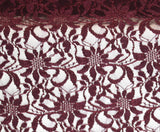 Embroidered 3D Floral Lace Polyester Rayon Fabric - Burgundy 3D Floral Embroidery, 59" Width (By The Yard)