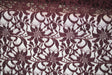 Embroidered 3D Floral Lace Polyester Rayon Fabric - Burgundy 3D Floral Embroidery, 59" Width (By The Yard)