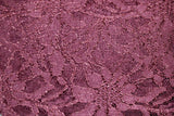 Embroidered 3D Floral Lace Polyester Rayon Fabric - Burgundy 3D Floral Embroidery, 59" Width (By The Yard)