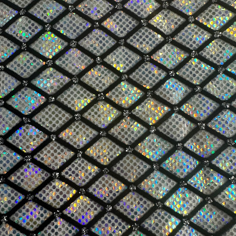 Nylon Spandex Diamond Flocking Hologram Fabric