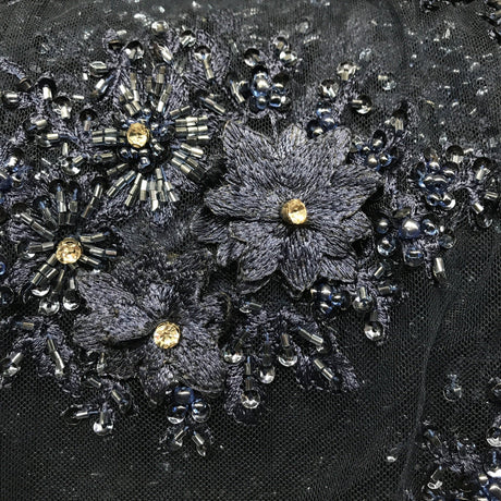 Beaded 3D Floral Lace Fabric