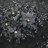 Beaded 3D Floral Lace Fabric