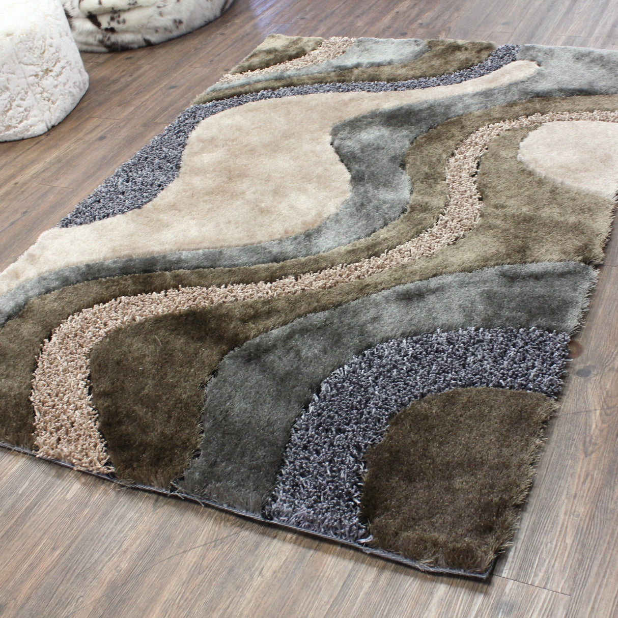 Luxury Shag Viscose Shiny Design Plush Area Rug Carpet - Polyester Shag Rug, Multi Color Pattern, 2" Pile Approx, 7'6" X 10'3" (1 Rug)