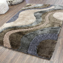 Luxury Shag Viscose Shiny Design Plush Area Rug Carpet - Polyester Shag Rug, Multi Color Pattern, 2" Pile Approx, 7'6" X 10'3" (1 Rug)