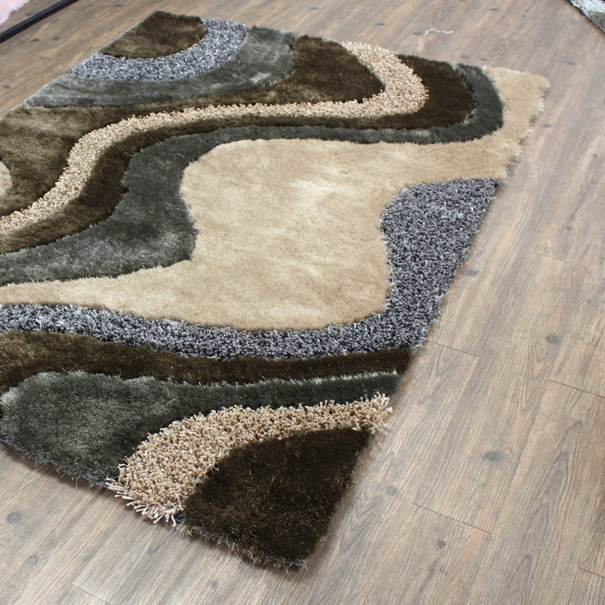 Luxury Shag Viscose Shiny Design Plush Area Rug Carpet - Polyester Shag Rug, Multi Color Pattern, 2" Pile Approx, 7'6" X 10'3" (1 Rug)