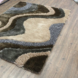 Luxury Shag Viscose Shiny Design Plush Area Rug Carpet - Polyester Shag Rug, Multi Color Pattern, 2" Pile Approx, 7'6" X 10'3" (1 Rug)