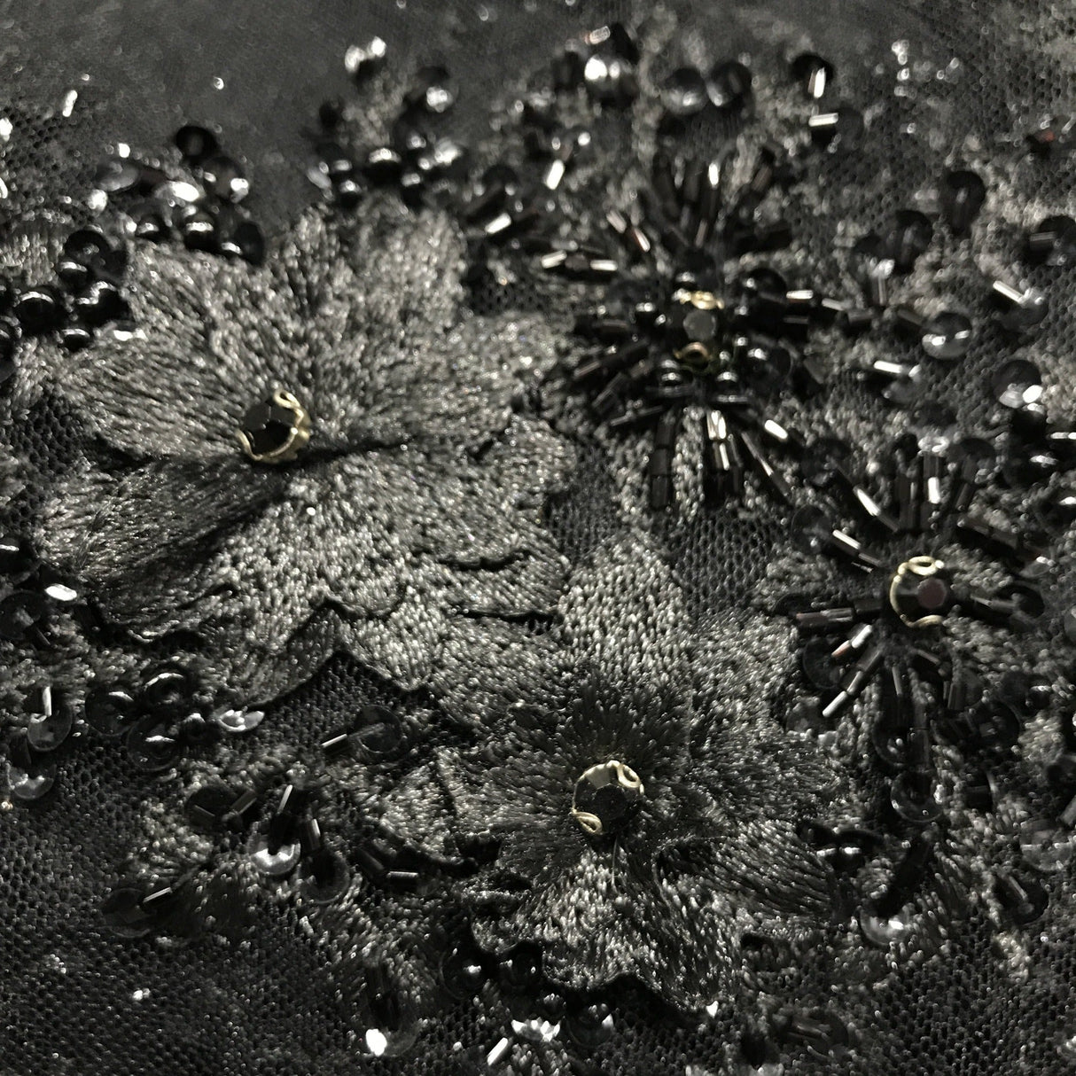 Beaded 3D Floral Lace Fabric
