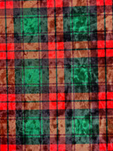 Red And Green Plaid Crushed Velvet Fabric - Red And Green Plaid, 36" Width (1 Yard)