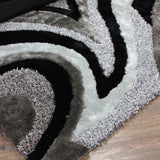 Geometric Shag Thick Design Area Rug - Shag Rug Fabric - Gray/Black Geometric Pattern, 2" Pile, 7'6" X 10'3" (1 Piece)