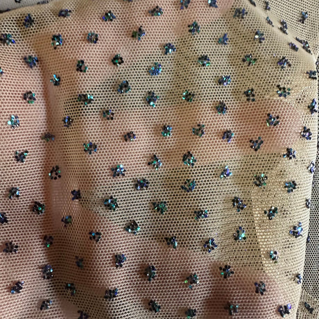 Nylon Spandex Power Mesh Caviar Glitter Fabric