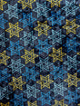 Star Of David Crushed Velvet Fabric - Blue Star Of David Print, 36" Width (1 Yard)