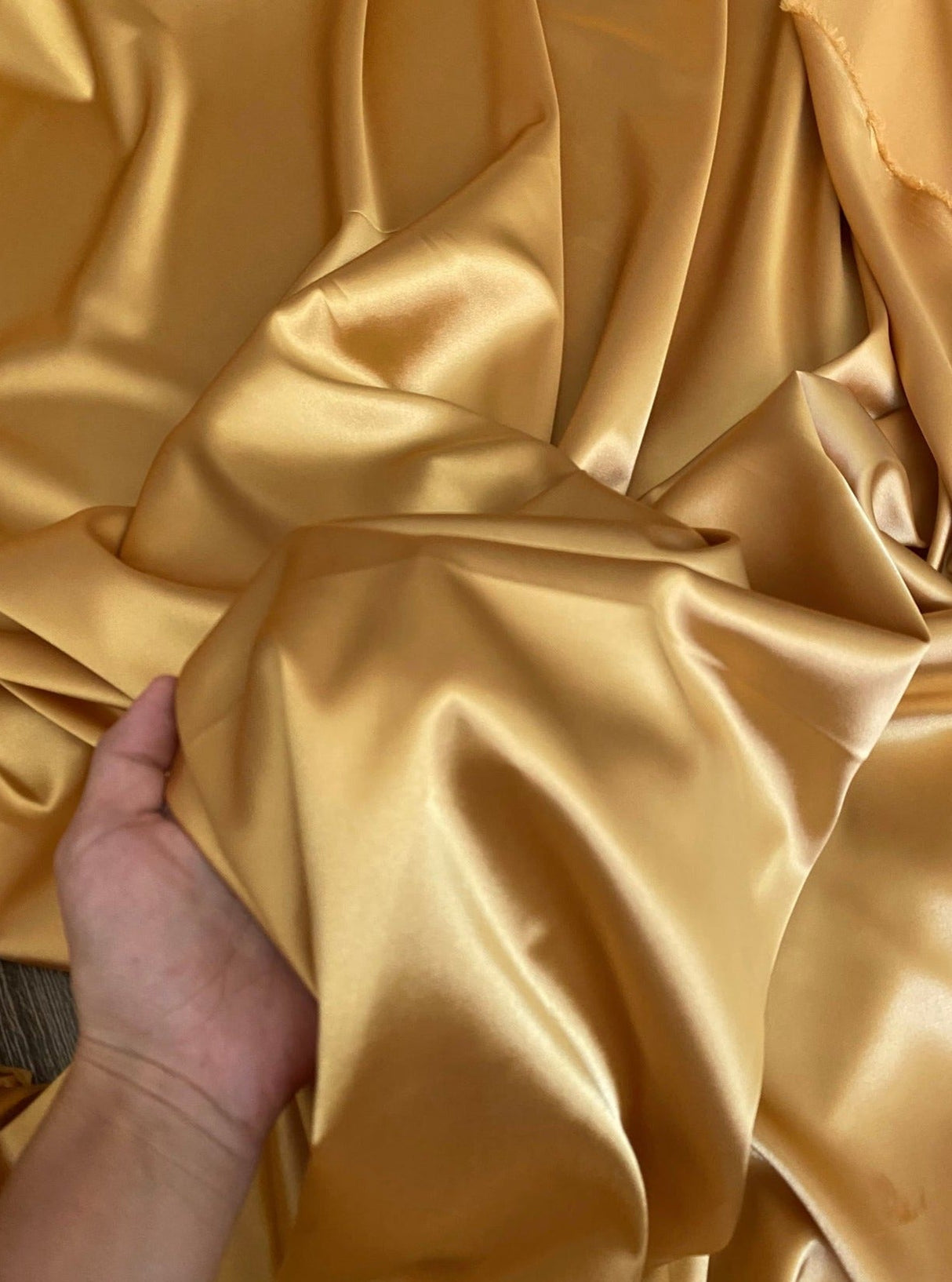 Stretch Silk Satin Deep Gold