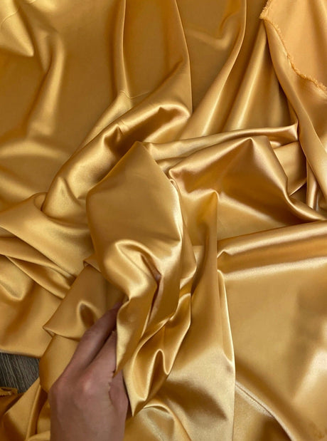 Stretch Silk Satin Deep Gold
