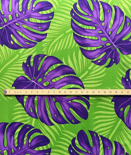 Polyester Peachskin Fabric Monstera Dypsis Lutescens Leaves