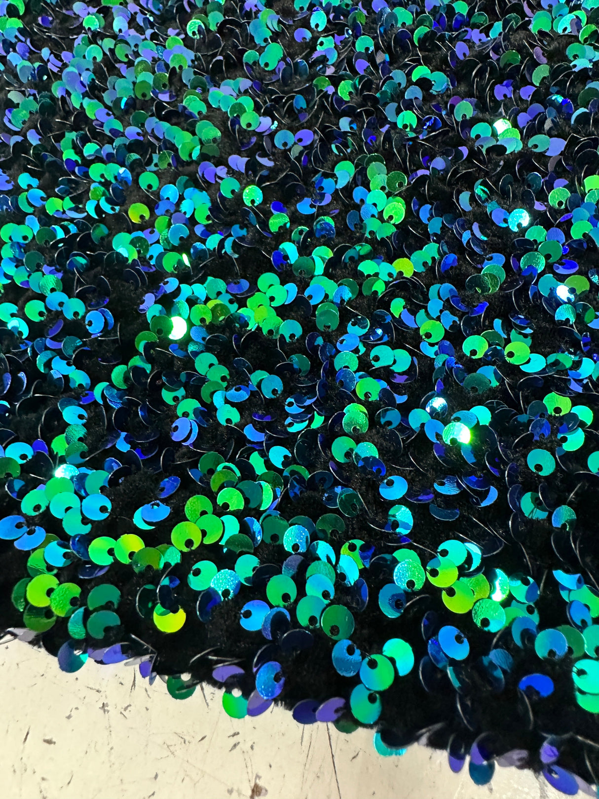 Iridescent Emerald Sequin Velvet