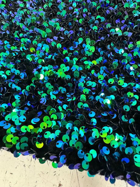Iridescent Emerald Sequin Velvet