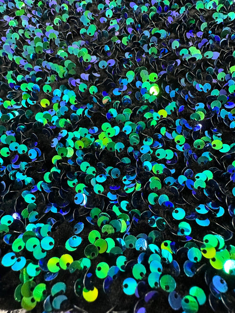 Iridescent Emerald Sequin Velvet