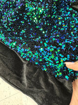 Iridescent Emerald Sequin Velvet
