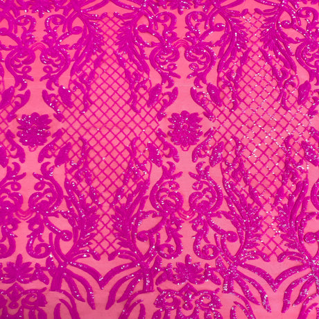 Luna Stretch Sequins Nylon Spandex Mesh Fabric - 4-Way Stretch, Sequin Design, 60" Width (1 Yard)
