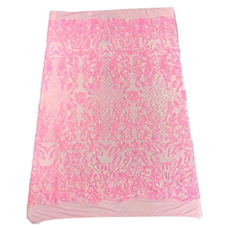 Luna Stretch Sequins Nylon Spandex Mesh Fabric - 4-Way Stretch, Sequin Design, 60" Width (1 Yard)